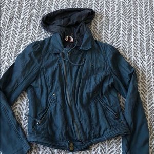Free people jacket with removable hood